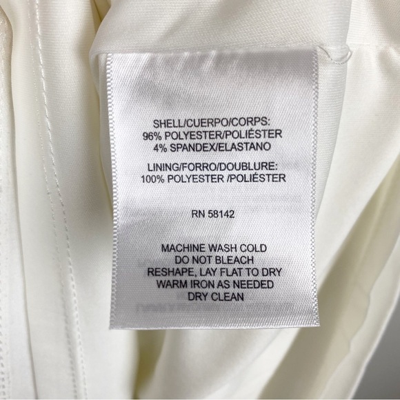 Donna Morgan White V-Neck Sleeveless Ruffle Shoulder Mini Dress Size 14 - Picture 8 of 8